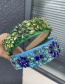 Fashion Green Fabric Alloy Diamond Flower Headband
