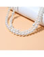 Fashion White Alloy Pearl Beaded Diamond Letter Waist Chain