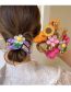 Fashion F Coffee Color Pink Flower Fabric Flower Pleated Hair Tie