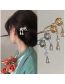 Fashion B Silver Alloy Flower Pearl Tassel Hairpin