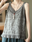 Fashion Grey Cotton And Linen Hollow Crochet Sling