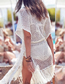 Fashion White Cutout Tassel Lace-up Sun Shirt