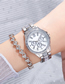 Fashion Silver Belt Stainless Steel Diamond Geometric Steel Band Watch