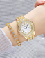 Fashion Gold Belt Stainless Steel Diamond Geometric Steel Band Watch