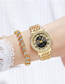 Fashion Gold Belt Stainless Steel Diamond Geometric Steel Band Watch