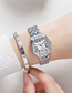 Fashion Silver Belt Titanium Geometric Square Steel Band Watch