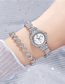 Fashion Silver With White Stainless Steel Diamond Geometric Steel Band Watch