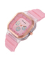Fashion Pink Silicone Square Watch