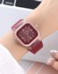 Fashion Red Stainless Steel Silicone Square Watch