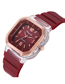 Fashion Pink 1 Stainless Steel Silicone Square Watch