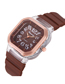 Fashion Brown Silicone Square Dial Watch