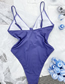 Fashion Purple Nylon Lace-up V-neck One Piece Swimsuit