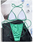 Fashion Bright Green Nylon Halterneck Lace-up Swimsuit