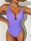 Fashion Purple Nylon U Neck One Piece Swimsuit