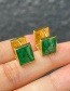 Fashion Green Copper Drip Oil Square Stud Earrings