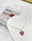 Fashion Red Bronze Zircon Heart Pendant Necklace