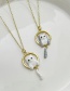 Fashion White Bronze Zirconium Oil Drop Ring Cat Pendant Necklace
