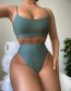 Fashion Army Green Solid Color High Waist Split Swimsuit