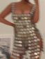 Fashion Silver Acrylic Sequin Panel Dress