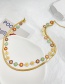 Fashion White Titanium Steel Drop Oil Flower Serpentine Double Layer Necklace