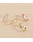 Fashion White Brass Gold Plated Zirconium Drop Oil Bamboo Ring Set