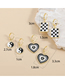 Fashion Gold Alloy Drop Oil Plaid Square Brand Love Tai Chi Earring Set