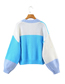 Fashion Blue Deer Plush Knit Floral Cardigan Sweater