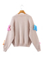 Fashion Photo Color Deer Plush Knit Floral Cardigan Sweater