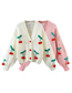 Fashion Creamy-white Acrylic Knit Cherry Cardigan Sweater