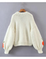 Fashion Creamy-white Acrylic Knit Floral Cardigan Sweater