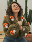 Fashion M Beige Acrylic Knit Mushroom Sweater Jacket