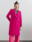 Fashion Rose Red Double-breasted Overcoat With Woven Pockets