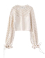 Fashion White Jacquard Mesh Knitted Top