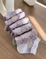 Fashion Five Pairs Lace Bubble Vintage Embossed Pattern Embroidered Cotton Socks Set