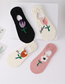 Fashion Pink Flowers On White Geometric Knitted Three-dimensional Flower Silicone Invisible Boat Socks