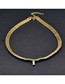 Fashion Gold Titanium Steel Chain Necklace With Square Diamonds