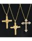 Fashion Flower Shape Brass Gold Plated Zirconium Cross Necklace
