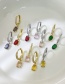 Fashion Gold + Red Brass Set Zircon Round Earrings