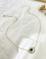 Fashion Lake Blue Bronze Zircon Drop Oil Eye Pendant Necklace