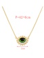 Fashion Green Bronze Zircon Drop Oil Eye Pendant Necklace
