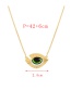 Fashion Green Bronze Zircon Drop Oil Geometric Eye Pendant Necklace