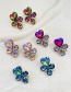 Fashion Purple Alloy Diamond Water Drop Love Stud Earrings