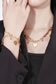 Fashion Gold Titanium Steel Geometric Heart Bracelet Necklace Set