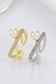 Fashion Silver Alloy Set Zirconium Cross Pearl Geometric Open Ring