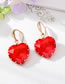 Fashion Pink Heart Earrings (row Of Diamond Hooks) Geometric Heart Crystal Earrings