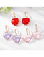Fashion Pink Heart Earrings (row Of Diamond Hooks) Geometric Heart Crystal Earrings