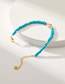 Fashion Blue Copper Gold Plated Geometric Beaded Bracelet