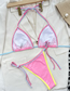 Fashion Pink Nylon Colorblock Halter Tie Split Swimsuit