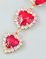 Fashion Pink Alloy Set Heart Diamond Multi-layer Earrings