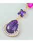 Fashion Purple Alloy Diamond Geometric Drop Earrings